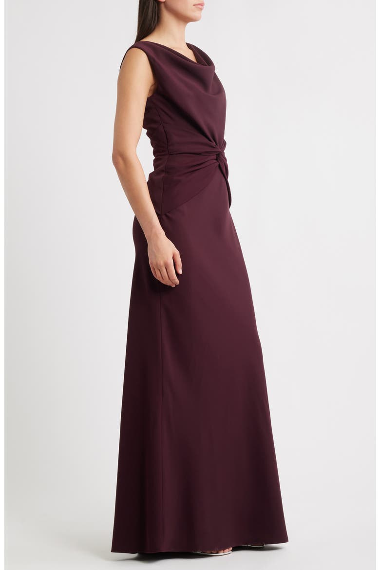 Gathered Waist Crepe Gown, Alternate, color, RUBY