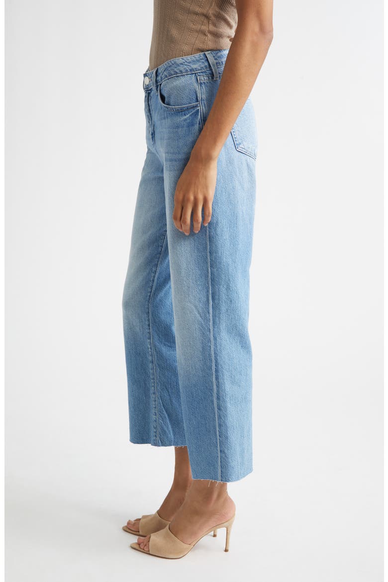 Wanda High Waist Raw Hem Crop Wide Leg Jeans, Alternate, color, ANAHEIM