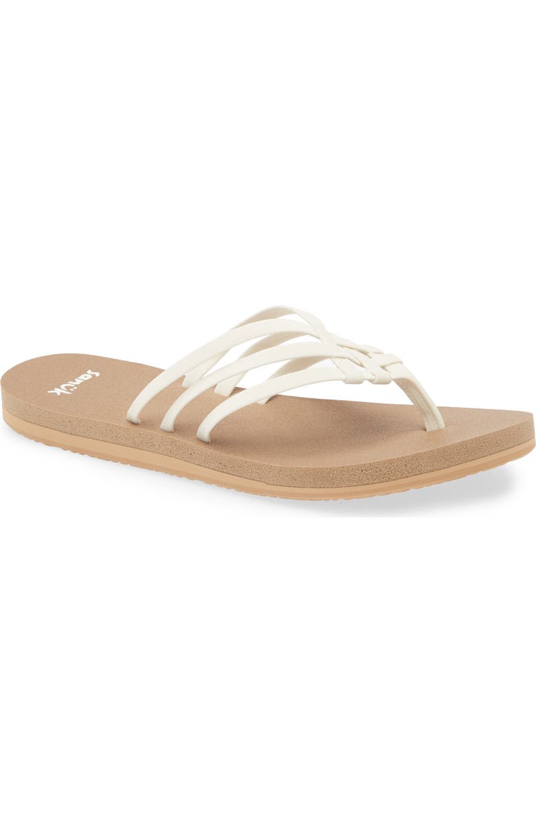 Sanuk Yoga Sandy II Flip Flop, Main, color, Tan/ White