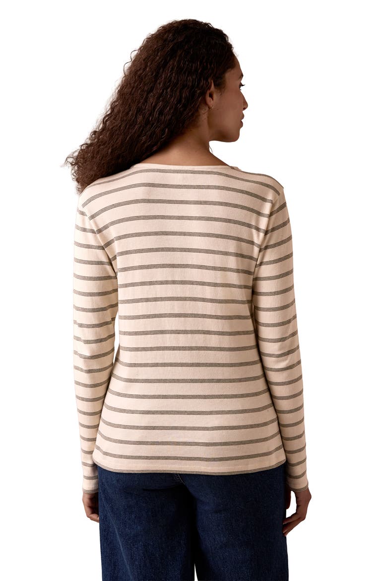 Cotton Striped Long Sleeve Top, Alternate, color, Chalk / Olive