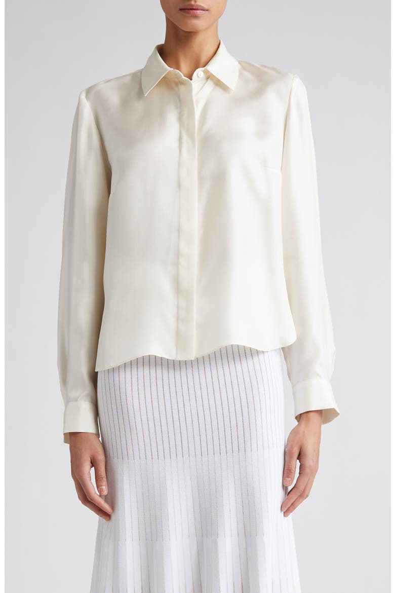 Lara Silk Button-Up Top, Main, color, IVORY