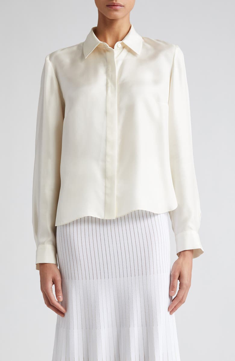 PARTOW Lara Silk Button-Up Top, Main, color, Ivory