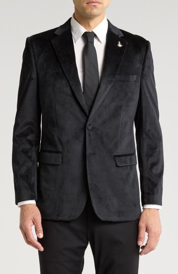 Tahari Slim Fit Velour Blazer In Black