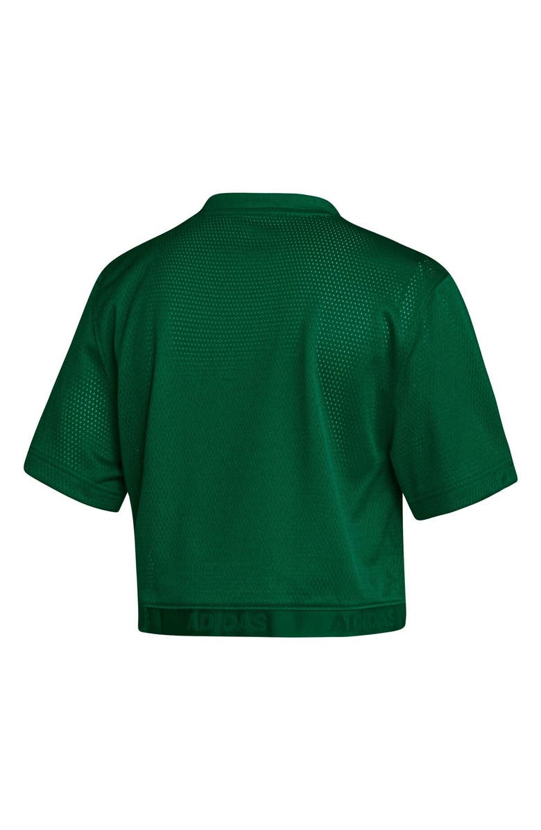 adidas Women's adidas Green Miami Hurricanes Primegreen V-Neck Cropped Jersey, Alternate, color,