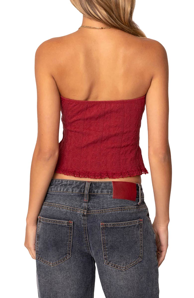 EDIKTED Lacey Tube Top, Alternate, color, Burgundy