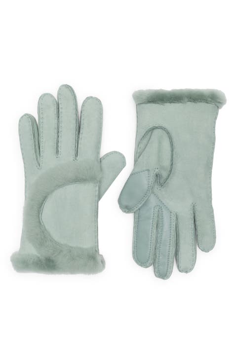 Genuine Shearling Exposed Curve Seam Gloves