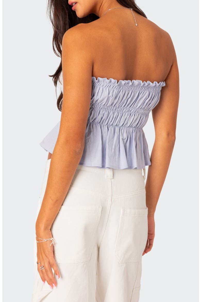 Katherine Smocked Strapless Crop Top, Alternate, color, LIGHT-BLUE
