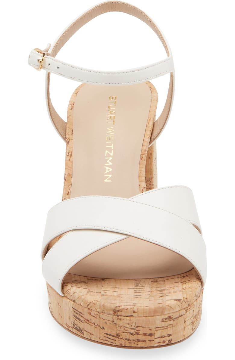 Stuart Weitzman Dayna Ankle Strap Platform Sandal, Alternate, color, Cream Leather
