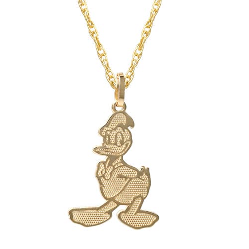 Disney Donald Duck 14k Gold Necklace In Brown