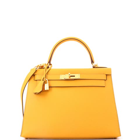 Kelly Handbag Yellow Epsom with Gold Hardware 28