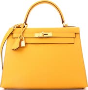Pre-Owned Hermes Kelly Handbag Yellow Epsom with Gold Hardware 28