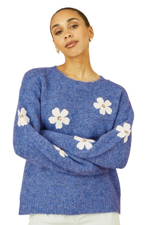 Yumi Crochet Flower Knit Sweater In Brown