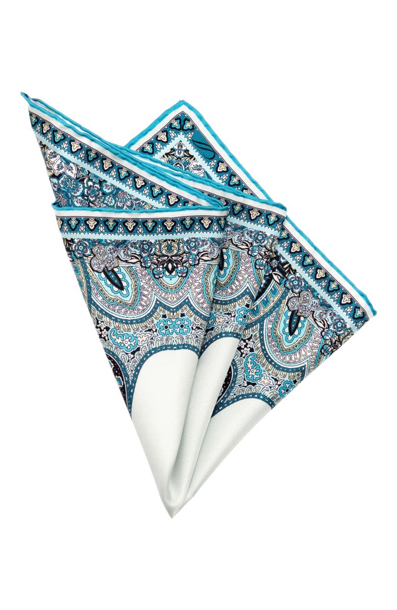 Elizabetta Perugia - Silk Pocket Square for Men, Alternate, color, Turquoise