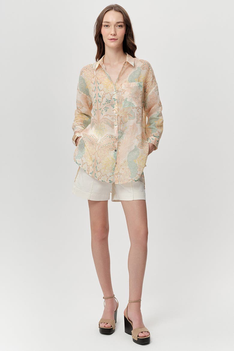 Aron Shirt Collar Long Sleeve Printed Ramie Shirt, Alternate, color, Multi Color