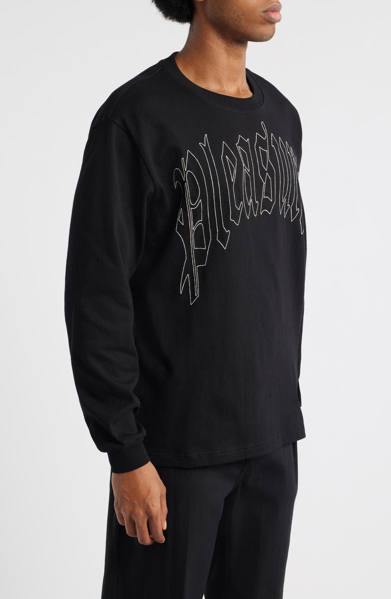 PLEASURES Twitch Embroidered Long Sleeve T-Shirt, Alternate, color, Black
