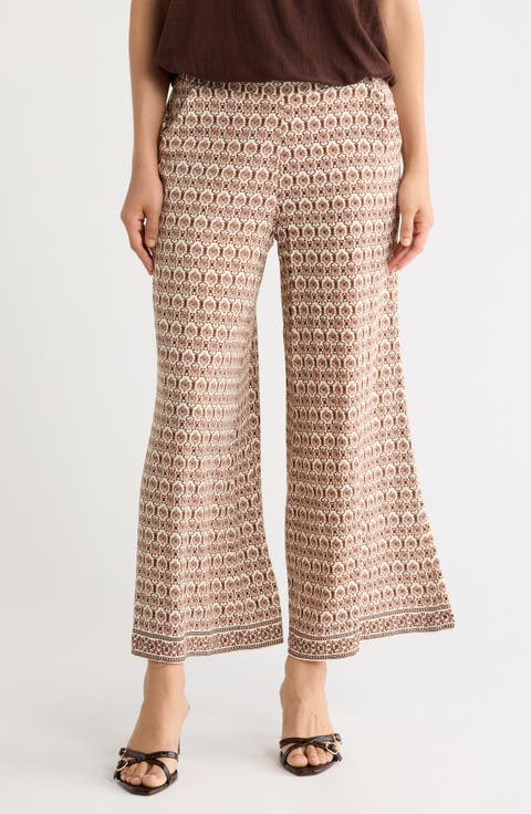 Wide Leg Pull-On Crop Pants