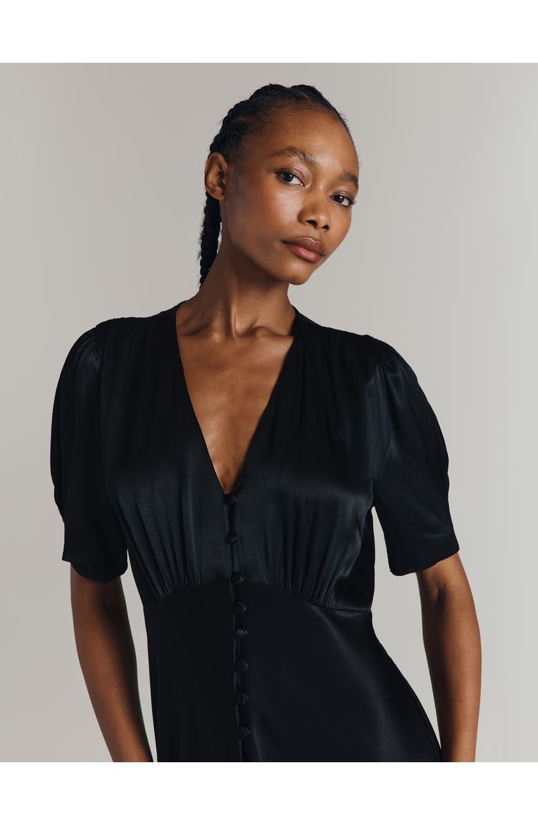 Ghost London Madison Satin Midi Dress, Alternate, color, Black