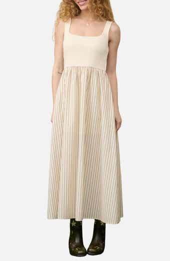 Back Tie Mixed Media Midi Dress