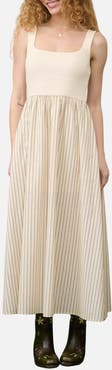 Blu Pepper Back Tie Mixed Media Midi Dress