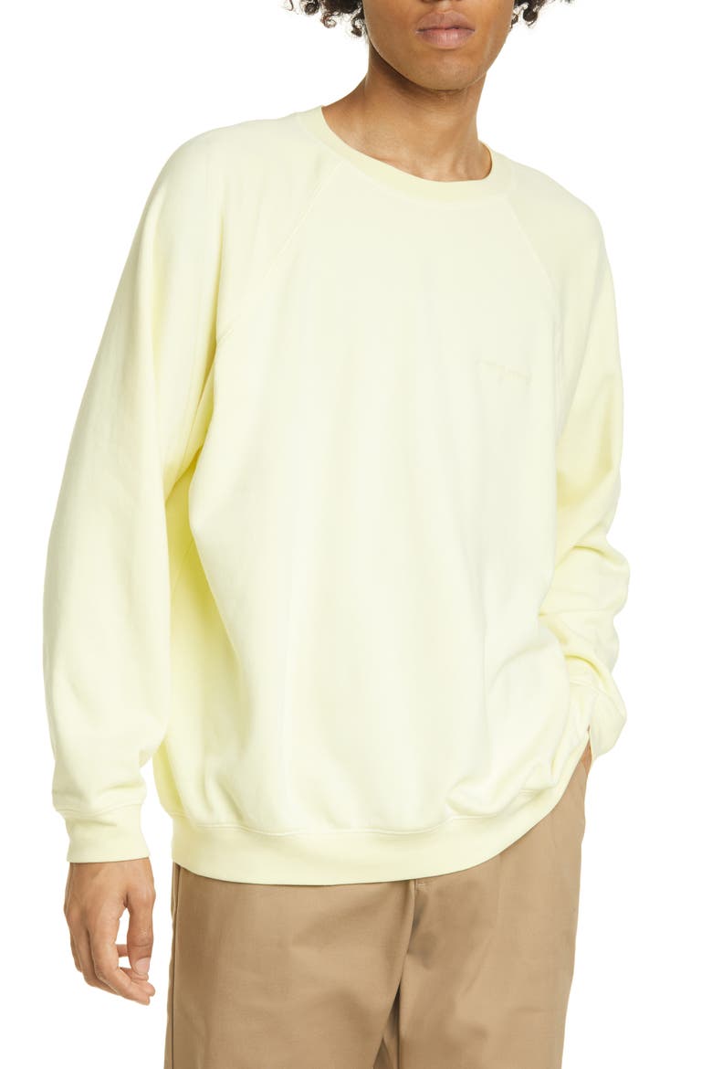 Lightweight Crewneck Raglan Sweatshirt, Main, color, PALE YELLOW