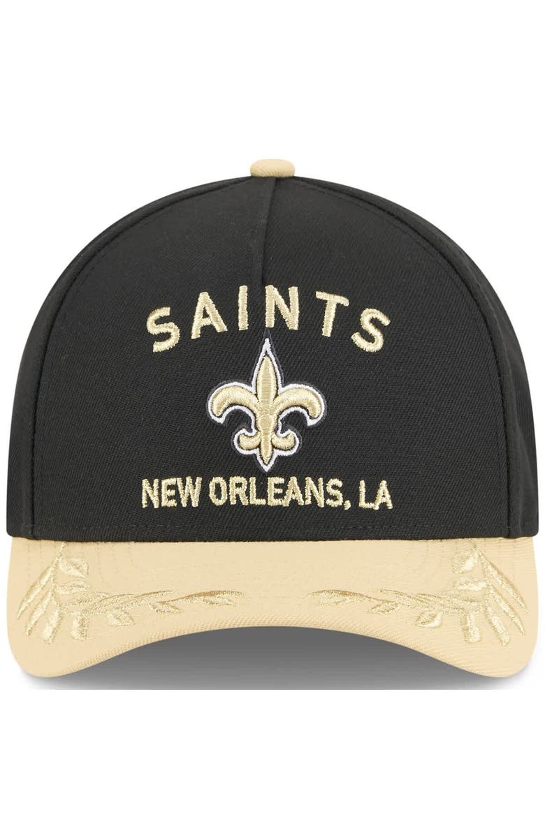 New Era Men's New Era Black/Gold New Orleans Saints 2025 NFL Draft 9FORTY A-Frame M-Crown Adjustable Hat, Alternate, color, Black
