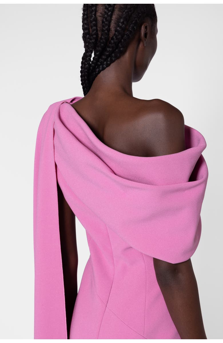 Roksanda Maite Pink Crepe One Shoulder Midi Dress, Alternate, color, Orchid / Amaranthus