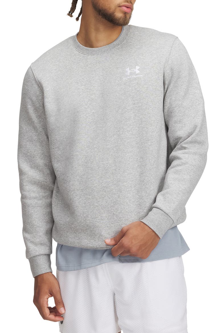 UA Icon Fleece Crewneck T-Shirt, Main, color, MOD GRAY LIGHT HEATHER