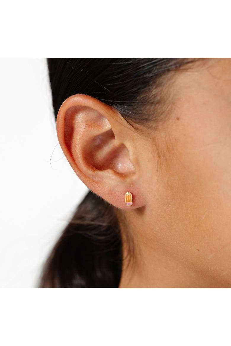 Girls' Pencil Flatback Stud Hypoallergenic Earrings, Alternate, color, Multi