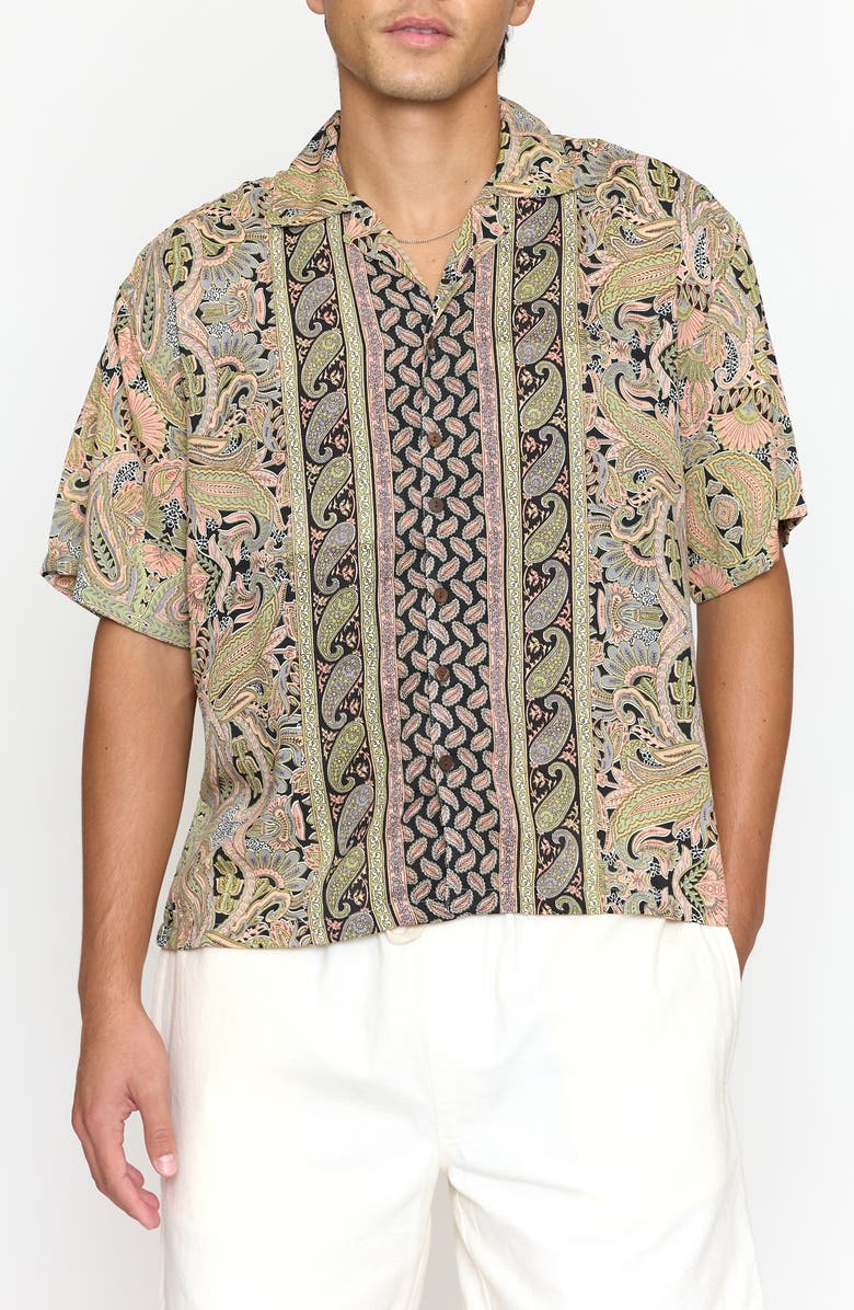 Raga Paisley Print Camp Shirt, Main, color, Brown