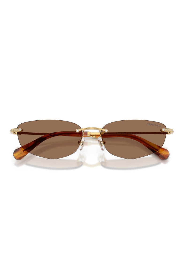 57mm Irregular Sunglasses, Alternate, color, GOLD / DARK BROWN