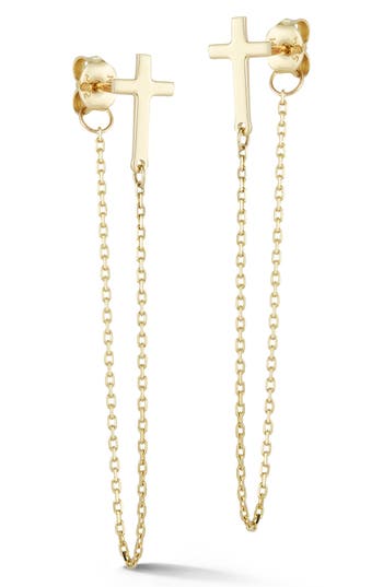 Ember Fine Jewelry Draped Chain Cross Earrings In Gold