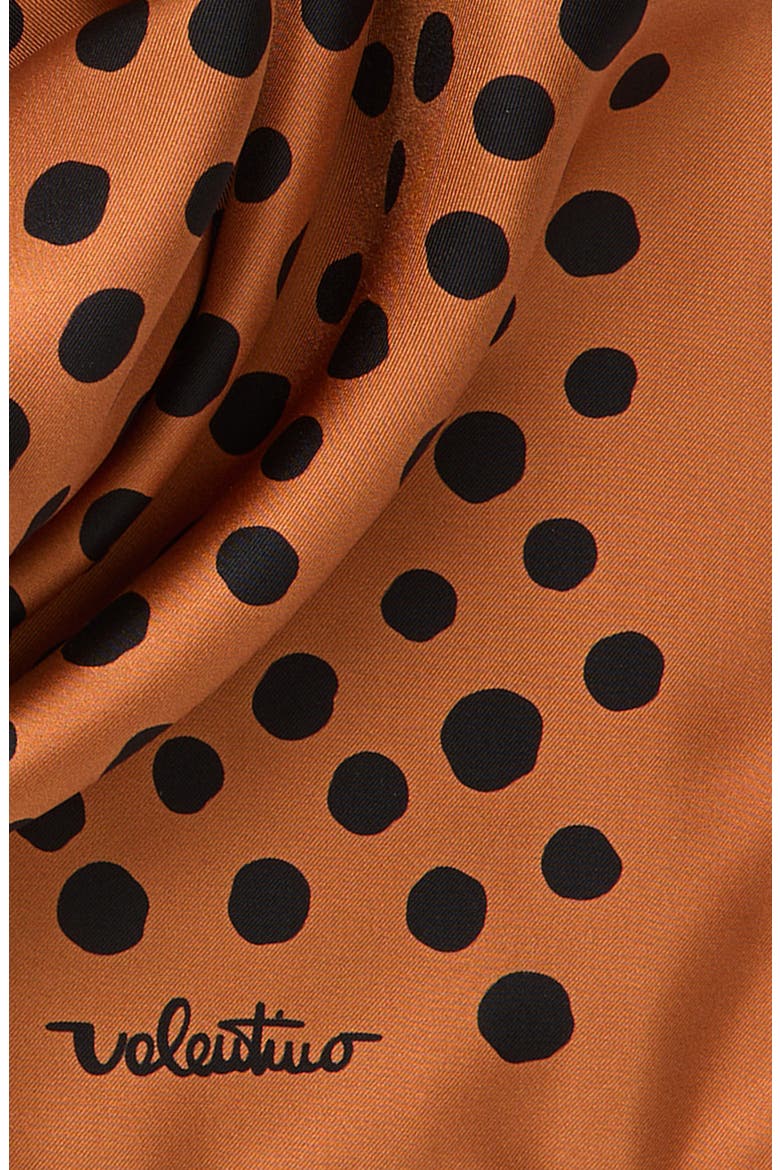 Dalmatian Polka Dot Silk Square Scarf, Alternate, color, ORANGE