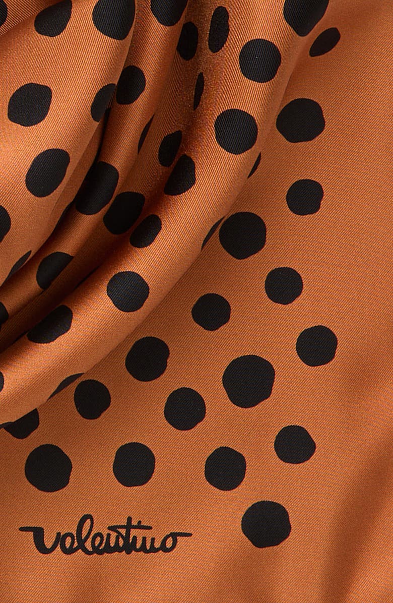 Valentino Garavani Dalmatian Polka Dot Silk Square Scarf, Alternate, color, Orange