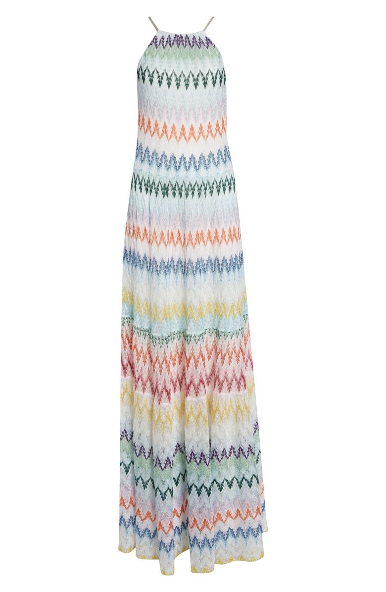 Missoni Metallic Zigzag Raschel Knit Maxi Dress, Main, color, Multicolor On White Base