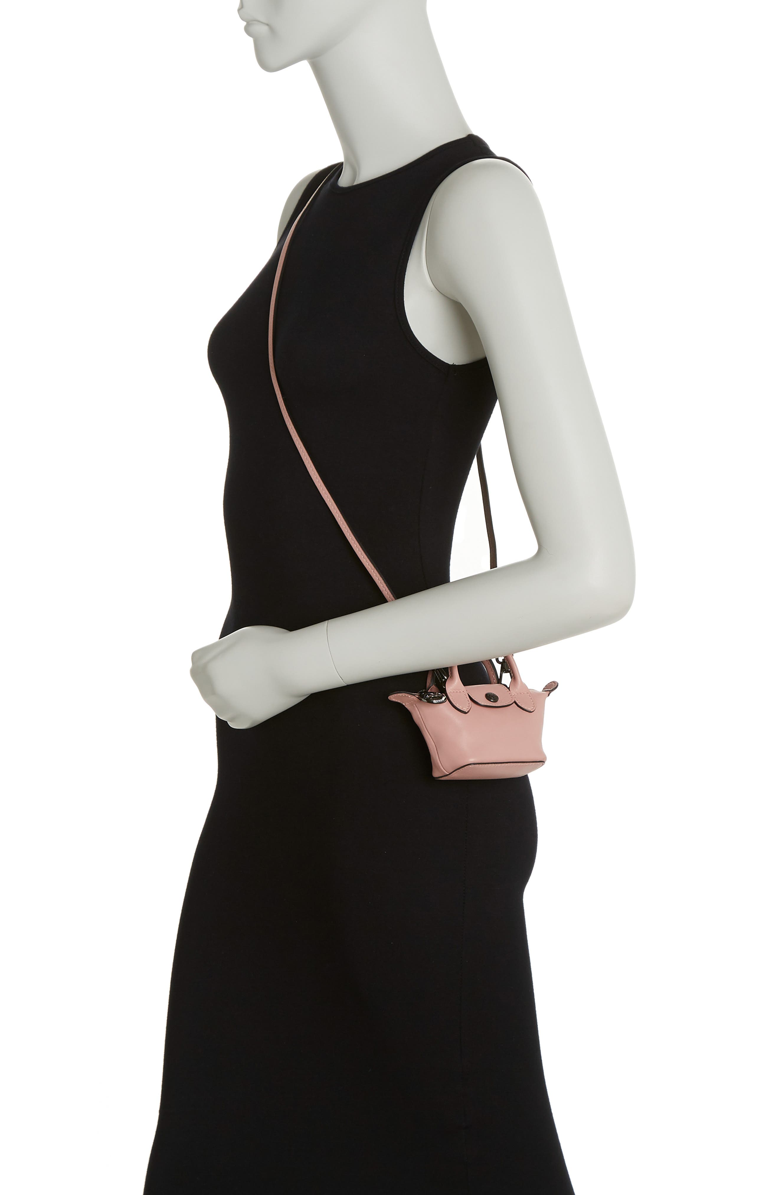 Longchamp Mini Le Pliage Cuir Leather Top Handle Bag, Alternate, color, 