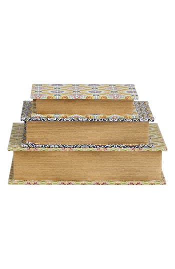 Sonoma Sage Home Set Of 3 Faux Book Boxes In Multi Colored