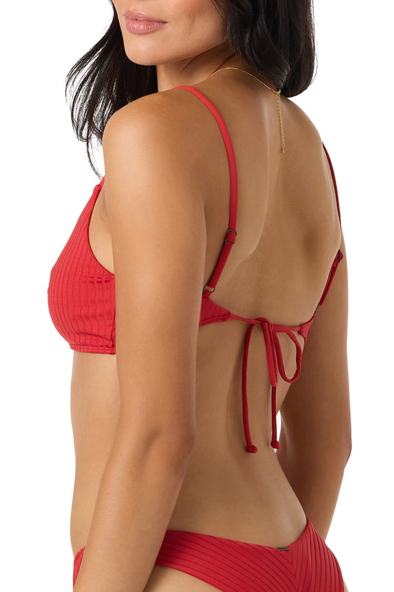 Shorebreak Rib Surfside Bikini Top, Alternate, color, LIFEGUARD RED
