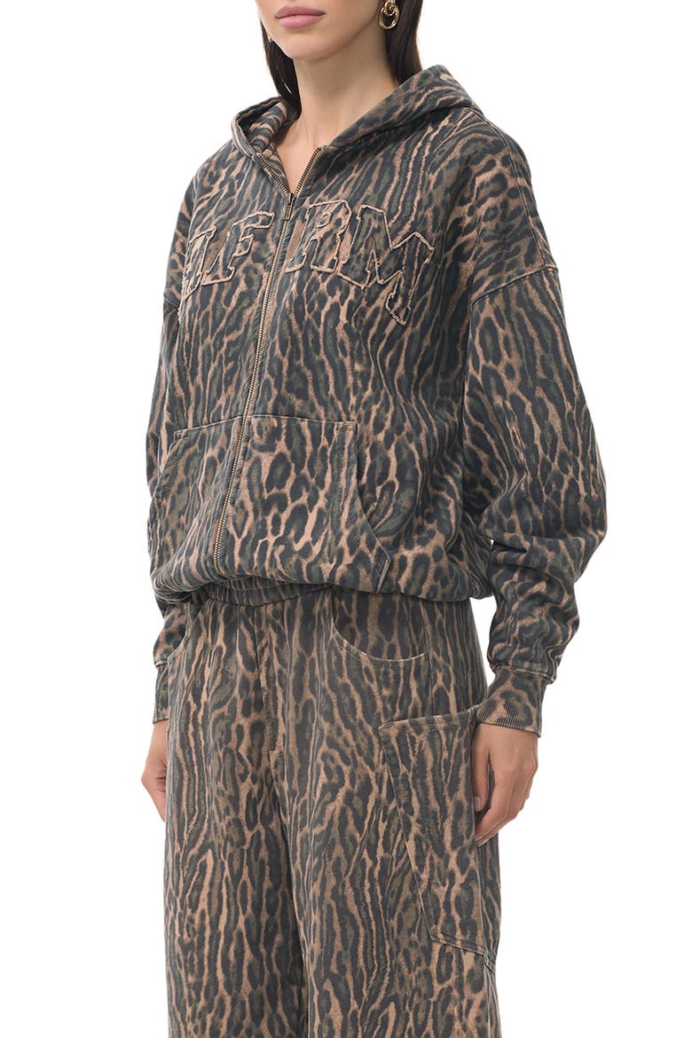 Cameron Cotton Zip Hoodie, Alternate, color, OLIVE LEOPARD