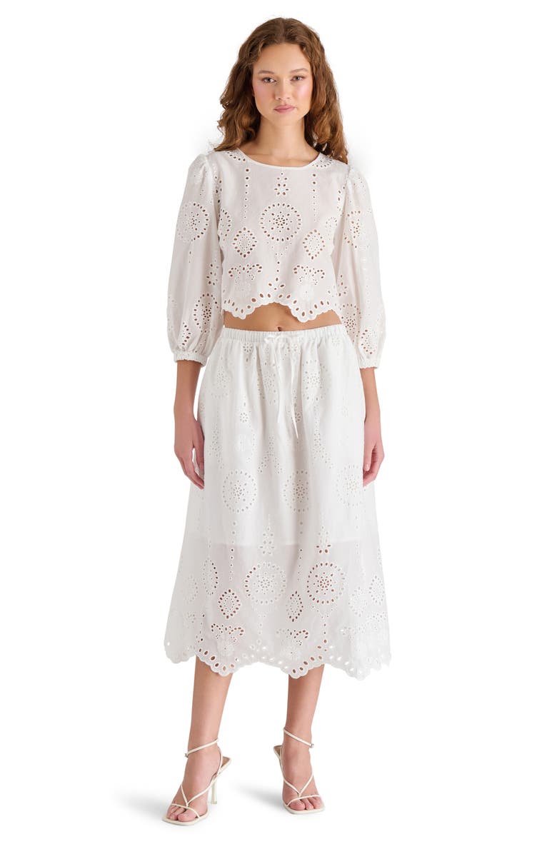 Steve Madden Meera Eyelet Embroidered Cotton Crop Top, Alternate, color, Antique