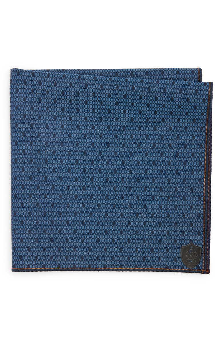 CLIFTON WILSON Polka Dot Cotton Pocket Square, Main, color, Blue