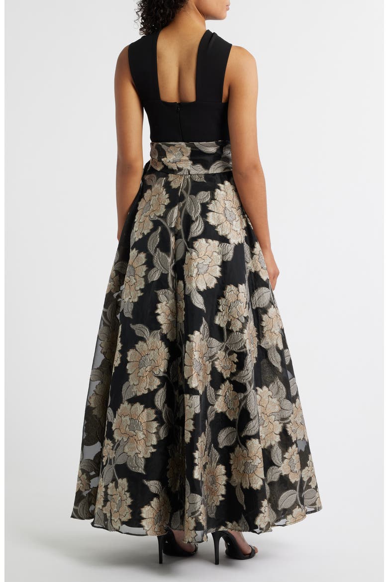 Twist Neck Sleeveless Gown, Alternate, color, BLACK CHAMPA