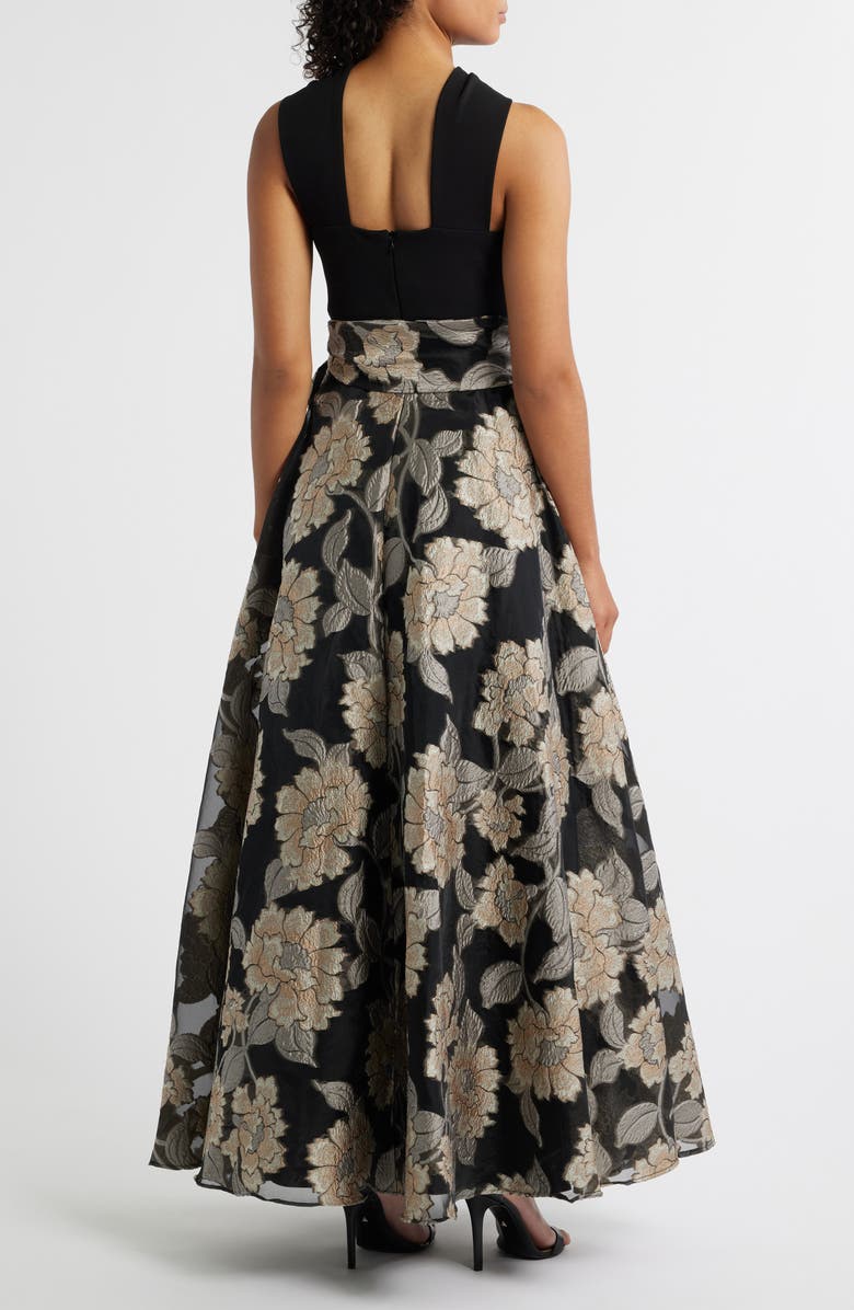 Eliza J Twist Neck Sleeveless Gown, Alternate, color, Black Champa