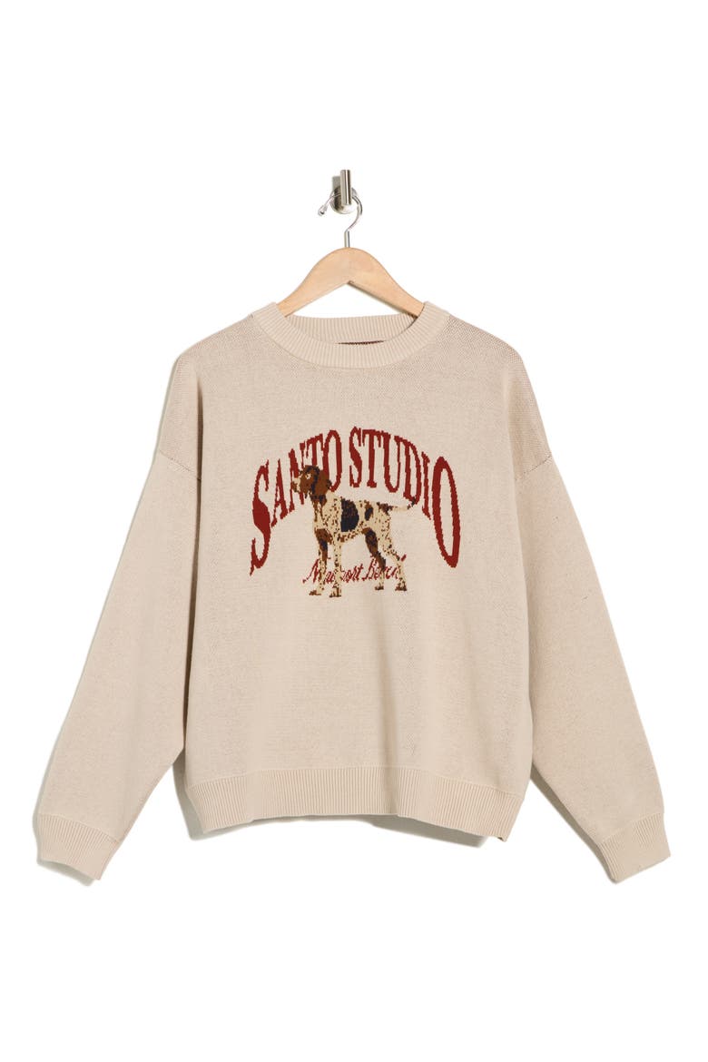 Pointer Knit Sweater, Alternate, color, BEIGE