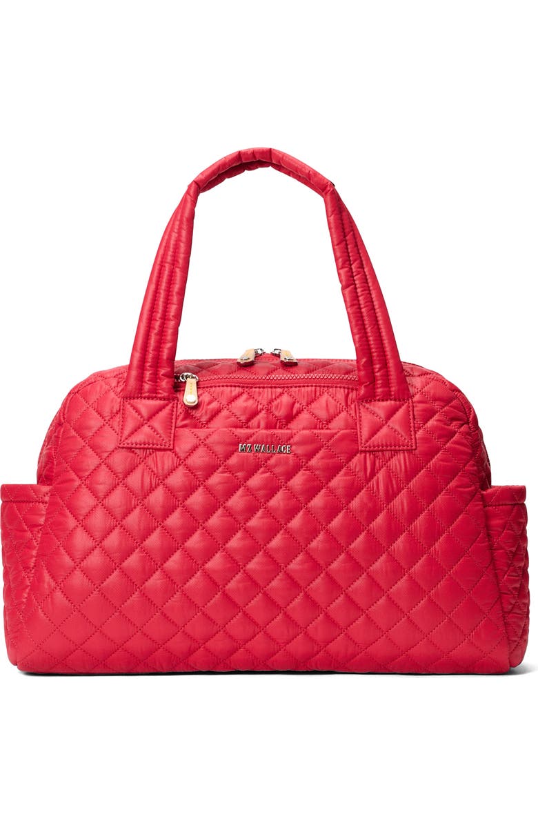 MZ Wallace Jimmy Deluxe Quilted Nylon Duffle Bag, Main, color, Apple