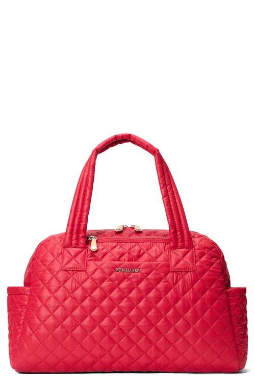 Mz Wallace Jimmy Deluxe Quilted Nylon Duffle Bag In Red