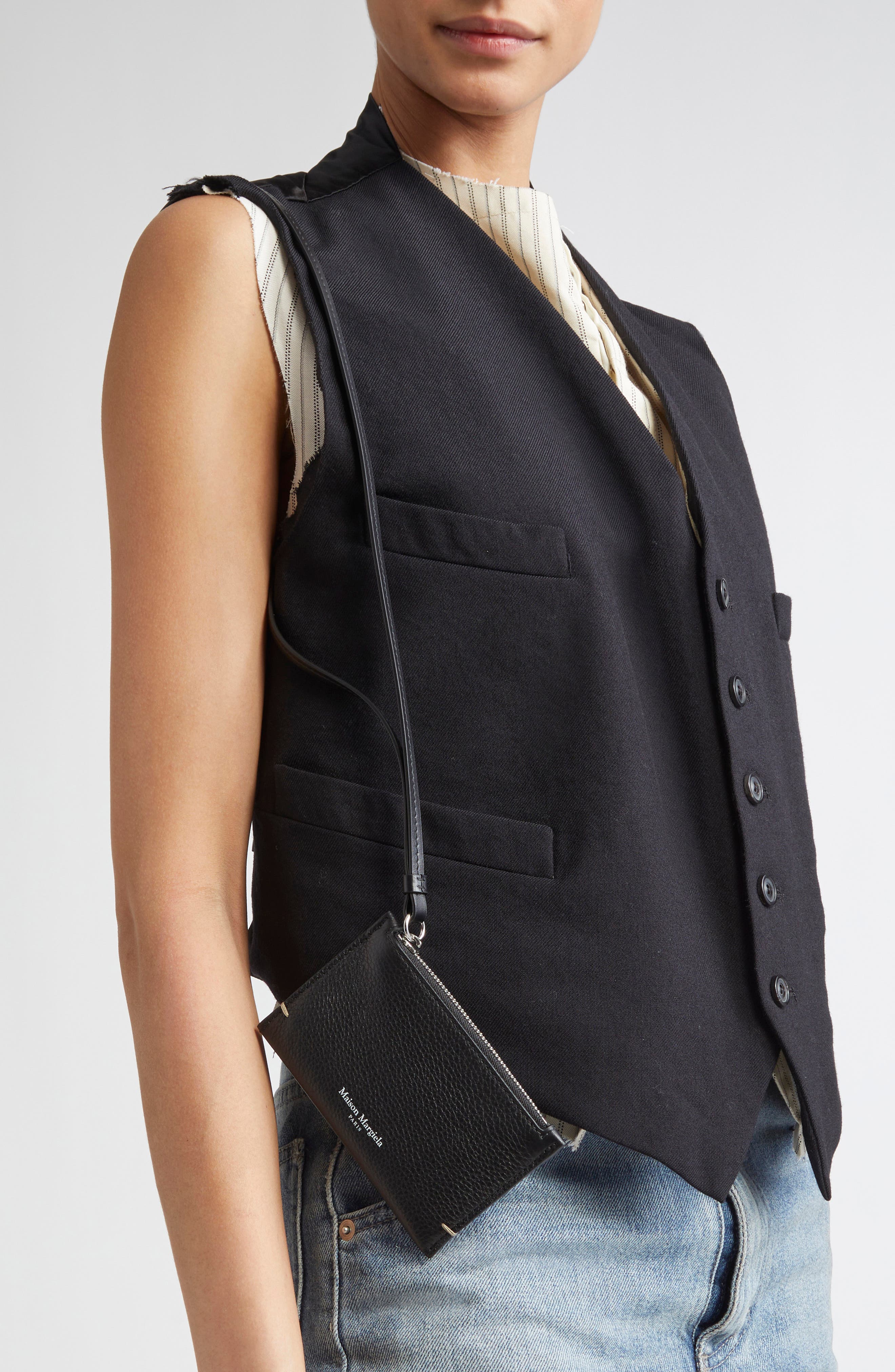 Maison Margiela Small MM4 Leather Pouch, Alternate, color, Black/ Black/ Black