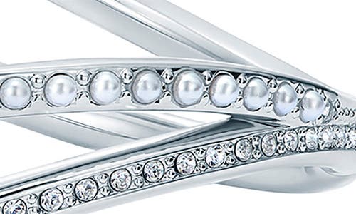 Ted Baker Wavie Faux Pearl & Crystal Hinged Bangle In Metallic