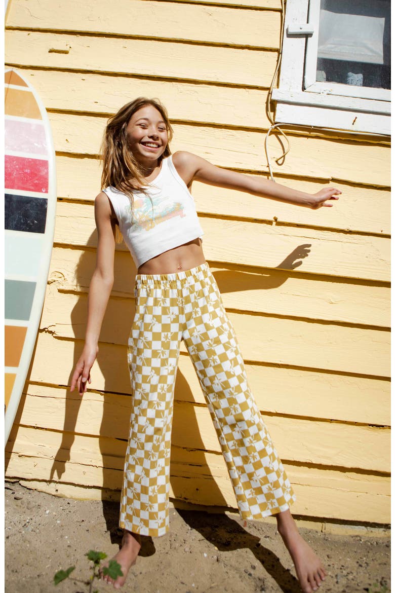 Kids' Endless Sprint Floral Checkerboard Straight Leg Pants, Alternate, color, GREEN ENVY