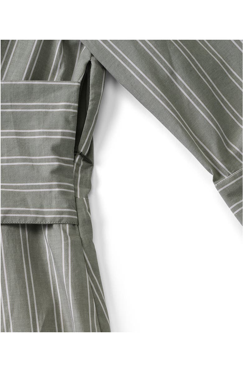 Lands' End Plus Size Poplin Midi Wrap Front Dress, Alternate, color, River Stone Double Stripe