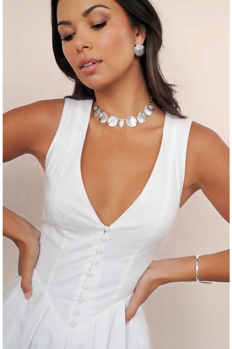 Santorini Shell Choker Necklace, Alternate, color, SILVER